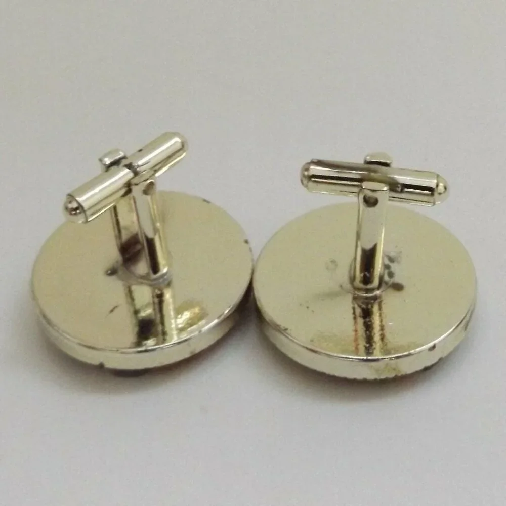 Vintage Brown White Wood with Resin Statement Basketball Cufflinks